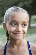 Close up of mixed race girl smiling