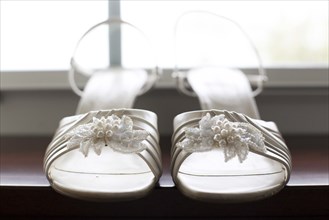 Close up of high heels for bride