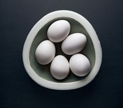 Eggs in ceramic bowl