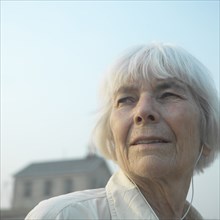 Close up of serious older woman