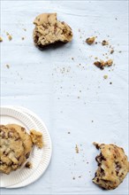 Crumbling cookies and paper plates