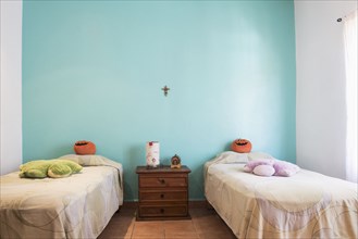 Twin beds in bedroom for children