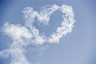 Heart-shape cloud in blue sky