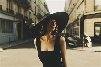 Glamorous Caucasian woman standing in city street