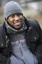 Smiling African American man in cap
