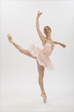 Caucasian woman ballet dancing