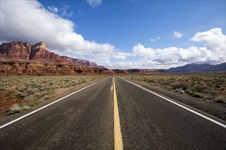 Road to distant desert landscape
