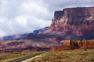 Scenic view of road in desert landscape