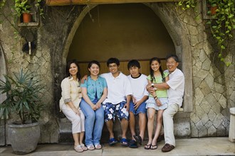 Multi-generational Asian family portrait