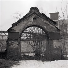 Dilapidated arch in winter