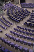 High angle view of empty chairs in German Parliament hall