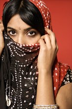 Indian woman wearing headscarf