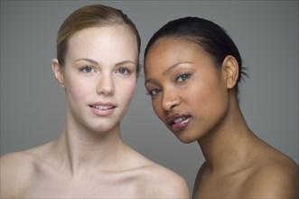 Multi-ethnic women with bare shoulders