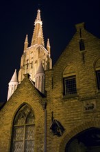 Bell tower of cathedral at night