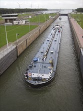 Barge traveling through canal