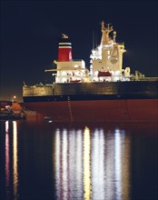 Ship moored in port of Los Angeles