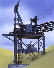 Machinery in piles of grain