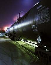 Oil tanks on railroad tracks