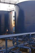 Blue pipes and storage tanks