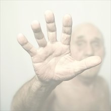 Close up of Caucasian man's hand