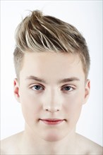 Caucasian man with gelled hairstyle