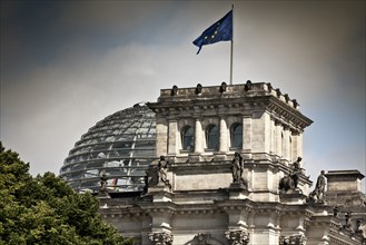 European Union flag on ornate building