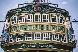 Ornate decorations on ship's windows