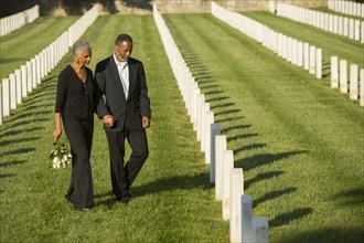 Black couple at military cemetery