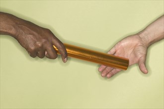 Close up of hands with baton