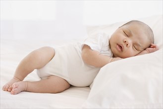 Close up of sleeping newborn baby