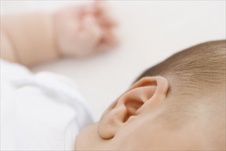 Close up of newborn baby's ear