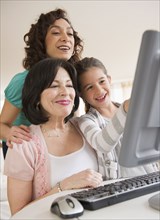 Family using computer together
