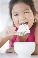Korean girl eating ice cream