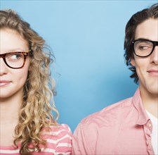 Couple wearing eyeglasses