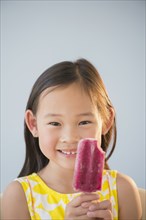 Korean girl eating flavored ice
