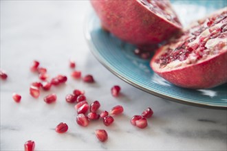 Close up of pomegranate and seeds