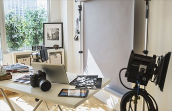 Desk in photography studio