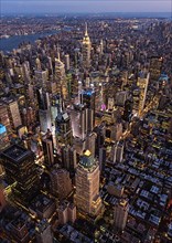 Aerial view of New York cityscape at dusk
