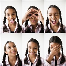 Series of Mixed Race girl making faces