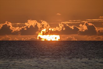 Sunset on horizon of ocean