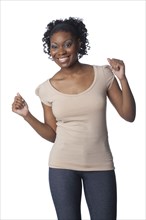 Excited African American woman
