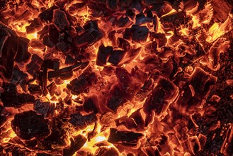 Close-up of hot burning embers