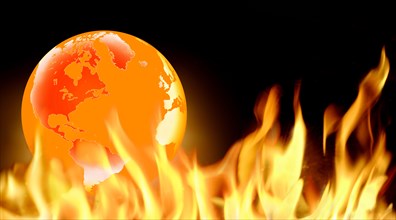 Globe in flames
