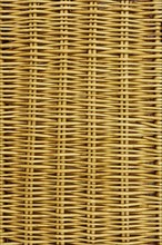 Close-up of closed wicker picnic basket