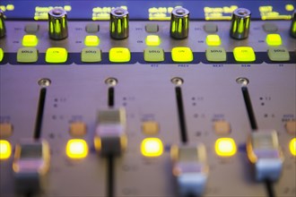 Mixing console in recording studio