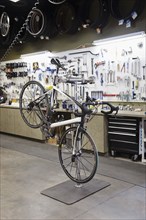 Workbench in bicycle shop