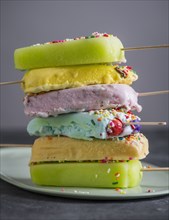 Stack of colorful popsicles