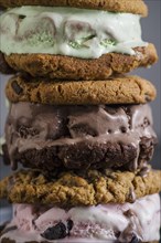 Close-up of stack of ice cream sandwiches