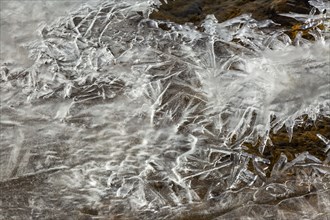Frozen river surface cracks