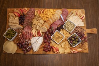 Assorted of snacks on cutting board